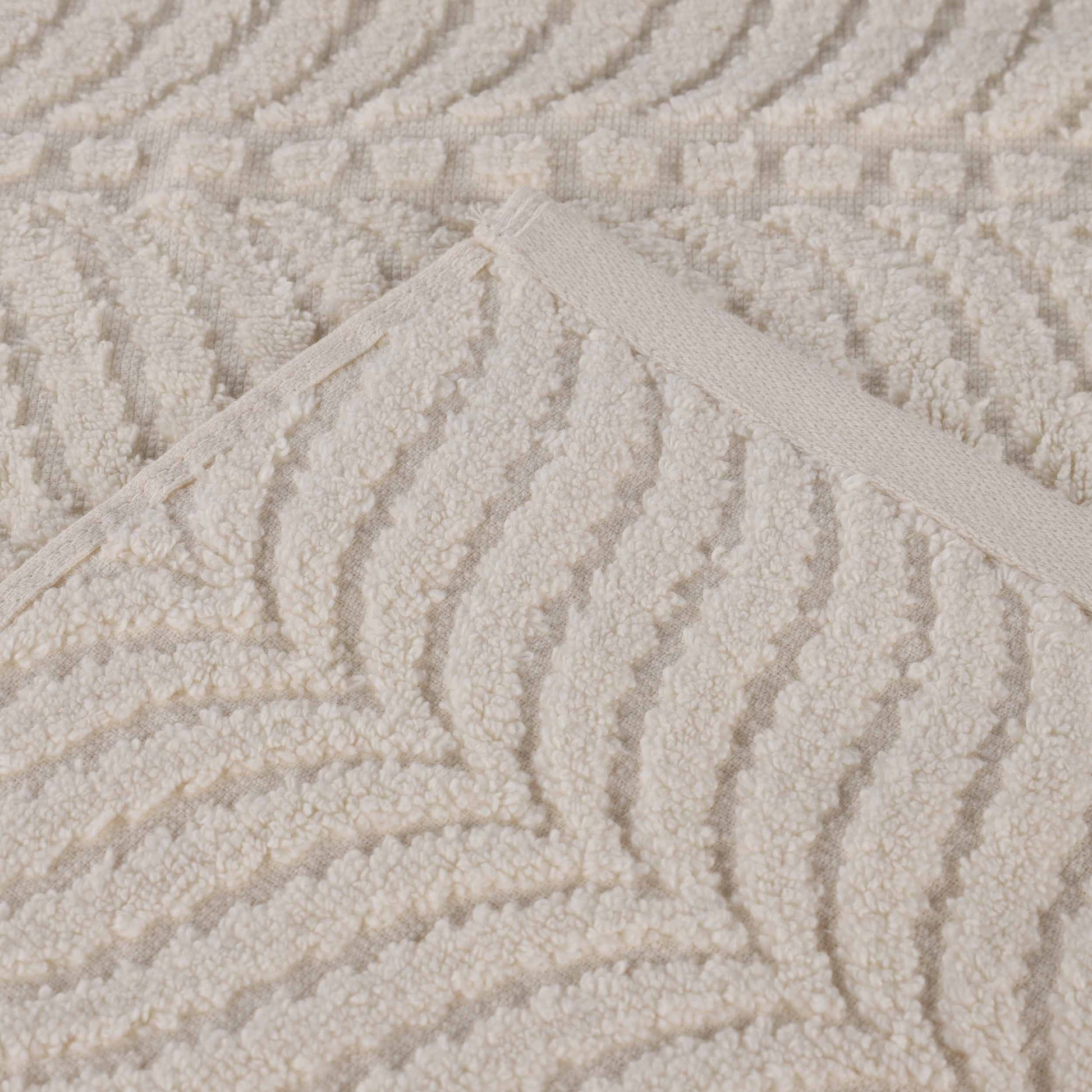 Chevron Zero Twist Solid and Jacquard Soft Cotton 6 Piece Towel Set - Ivory