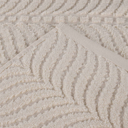 Chevron Zero Twist Solid and Jacquard Soft Cotton 6 Piece Towel Set - Ivory