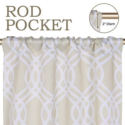 Ribbon Trellis Washable Room Darkening Blackout Curtains, Set of 2