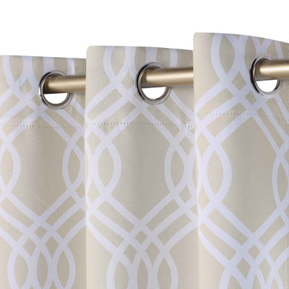 Ribbon Trellis Washable Room Darkening Blackout Curtains, Set of 2