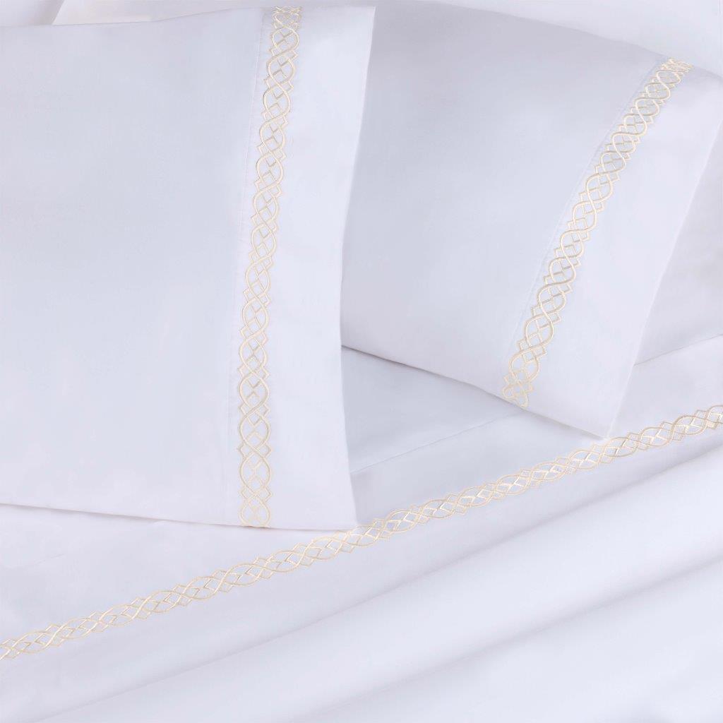 Egyptian Cotton 1000 Thread Count Embroidered Pillowcase Set - Ivory