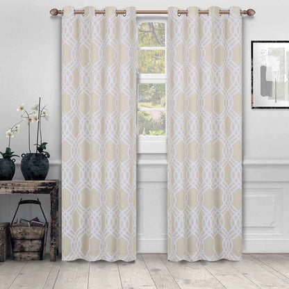 Ribbon Trellis Washable Room Darkening Blackout Curtains, Set of 2