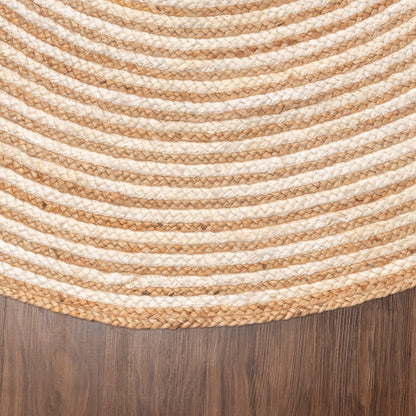 Braided Jute Reversible Round Indoor Outdoor Area Rug - Ivory