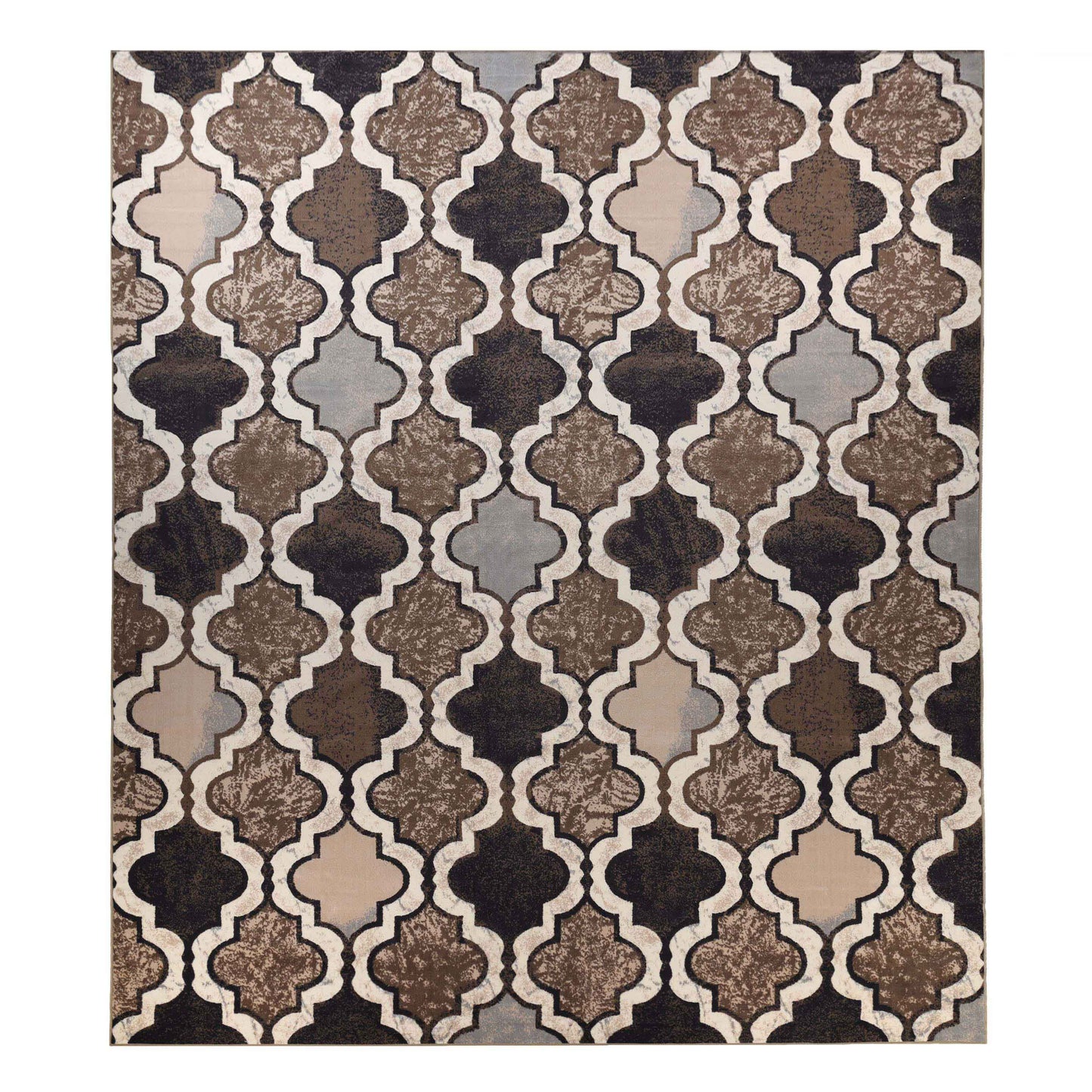 Viking Contemporary Geometric Trellis Indoor Area Rug or Runner - Ivory