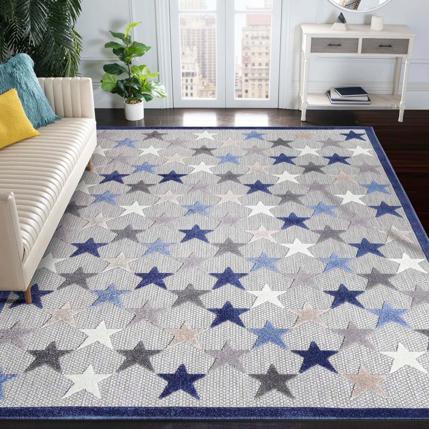 Superior Juniper Modern Stars Novelty Indoor/Outdoor Area Rug - Slate