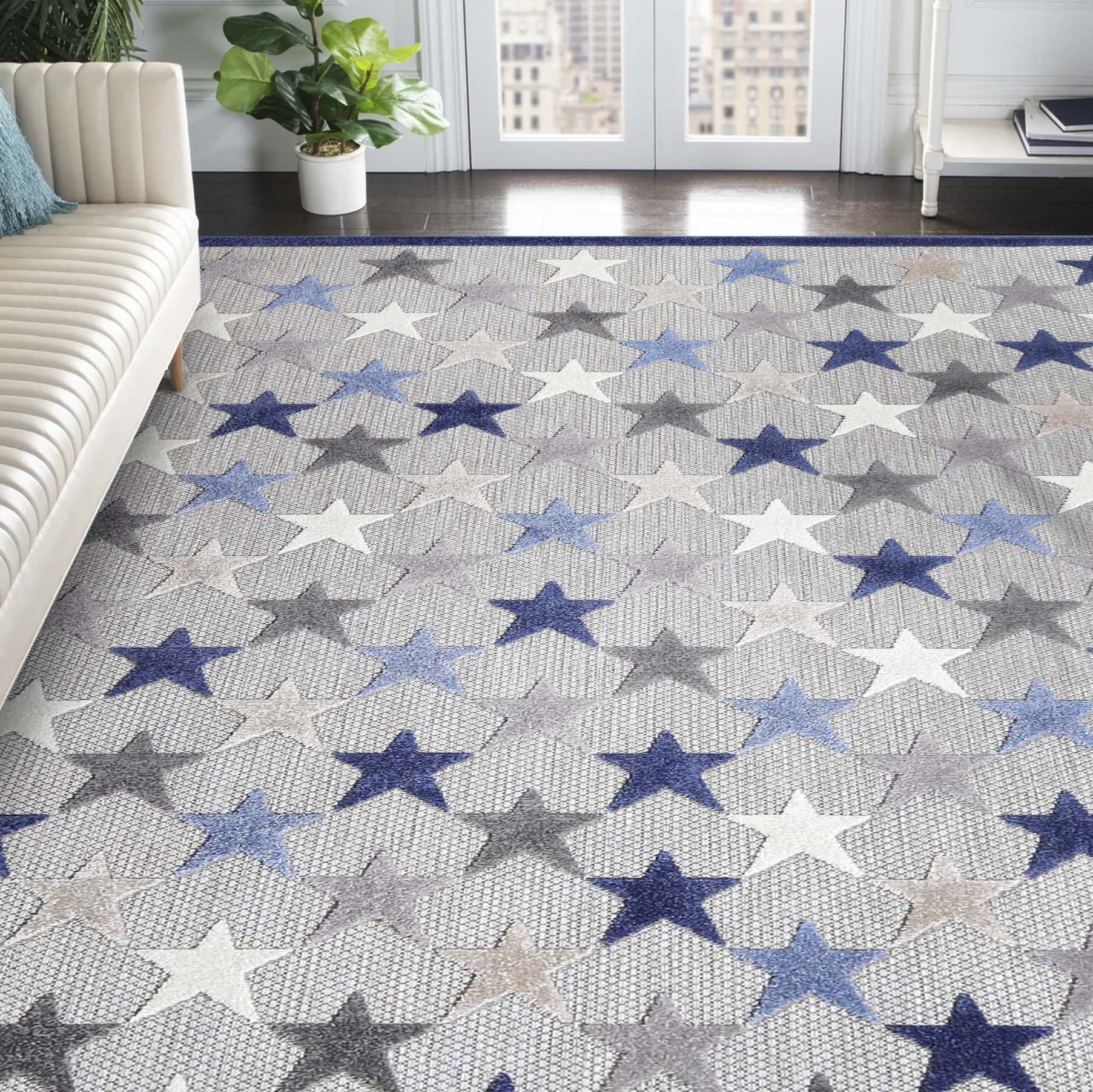 Superior Juniper Modern Stars Novelty Indoor/Outdoor Area Rug - Slate