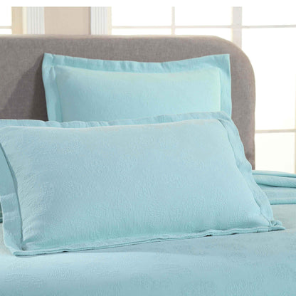 Jacquard Matelassé Paisley Cotton Bedspread Set - Aqua