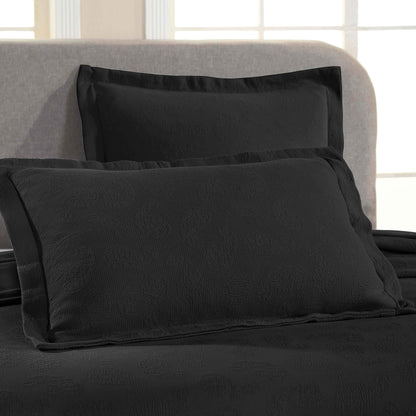 Jacquard Matelassé Paisley Cotton Bedspread Set - Black