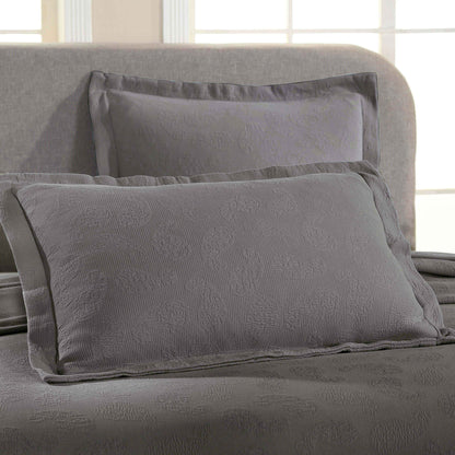 Jacquard Matelassé Paisley Cotton Bedspread Set - Grey