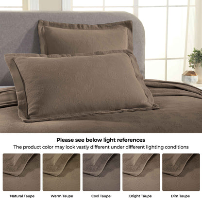 Jacquard Matelassé Paisley Cotton Bedspread Set - Taupe