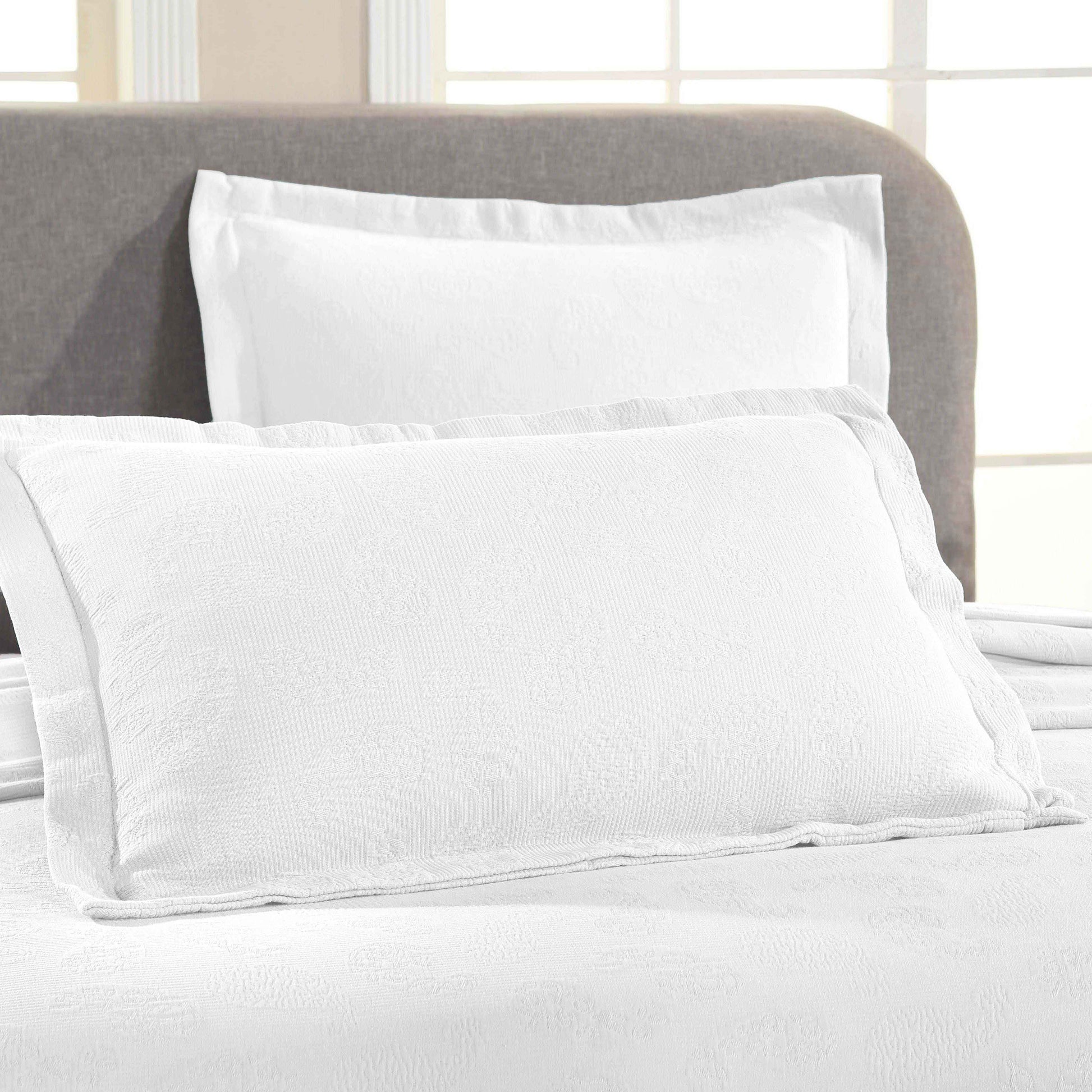 Jacquard Matelassé Paisley Cotton Bedspread Set - White