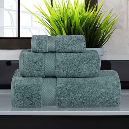 Zero-Twist Smart-Dry Combed Cotton 3 Piece Towel Set - Jade