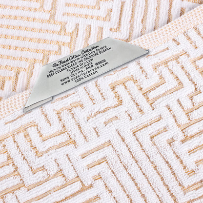 Cotton Modern Geometric Jacquard Plush Absorbent 3-Piece Towel Set - Gold