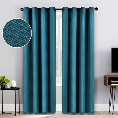 Jaxon Textured Blackout Curtain Set of 2 Panels - Deep Sea