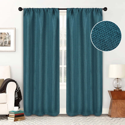 Jaxon Textured Blackout Curtain Set of 2 Panels - Deep Sea