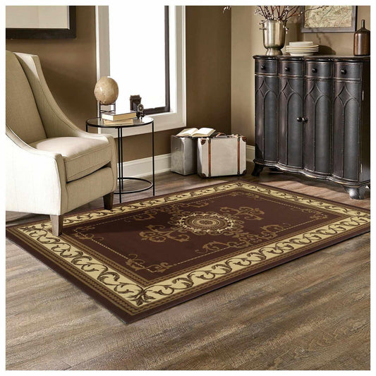 Kensington Medallion and Scroll Area Rug - Toffee