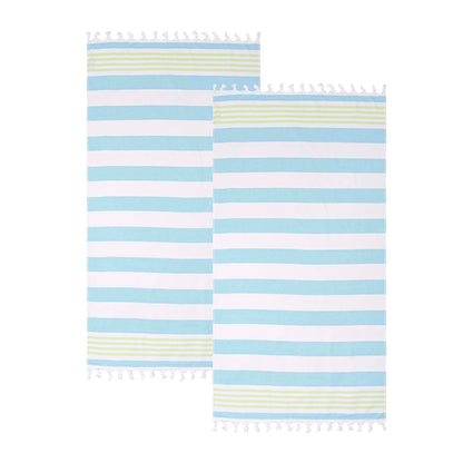 Coastal Resort Stripe Fouta 2 Piece Beach Towel with Tassels