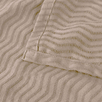 Jena Cotton Textured Chevron Lightweight Woven Blanket - Khaki