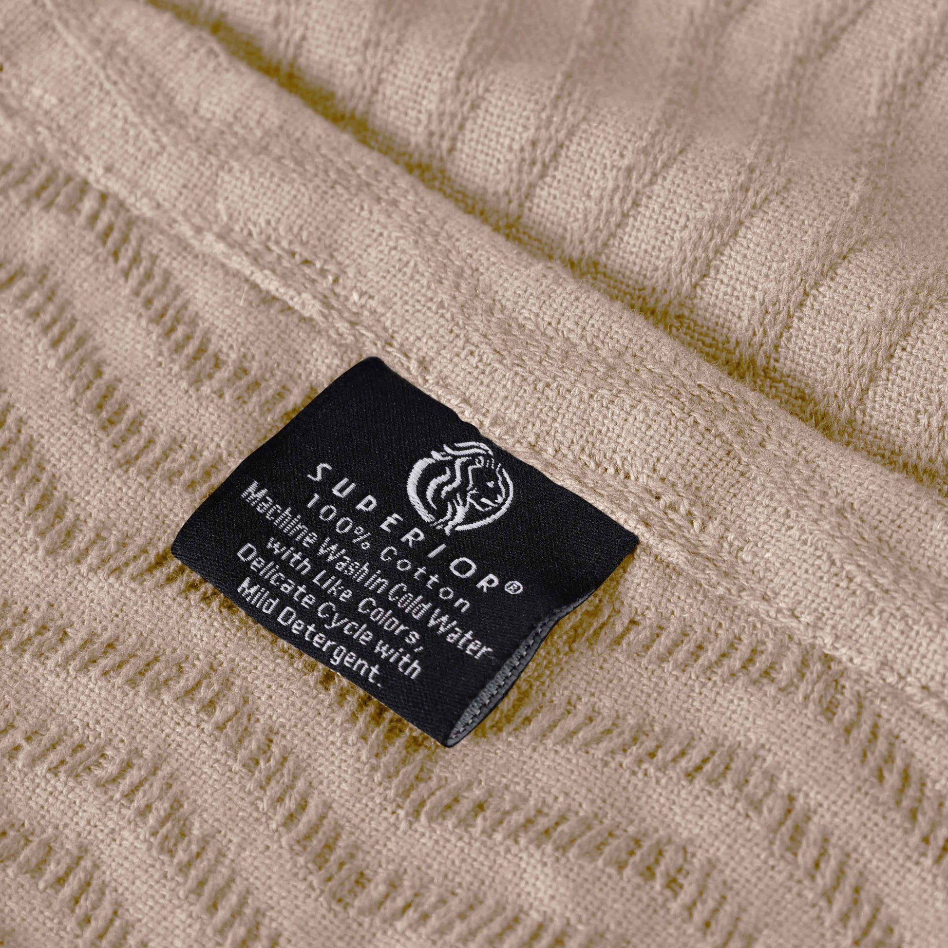 Jena Cotton Textured Chevron Lightweight Woven Blanket - Khaki