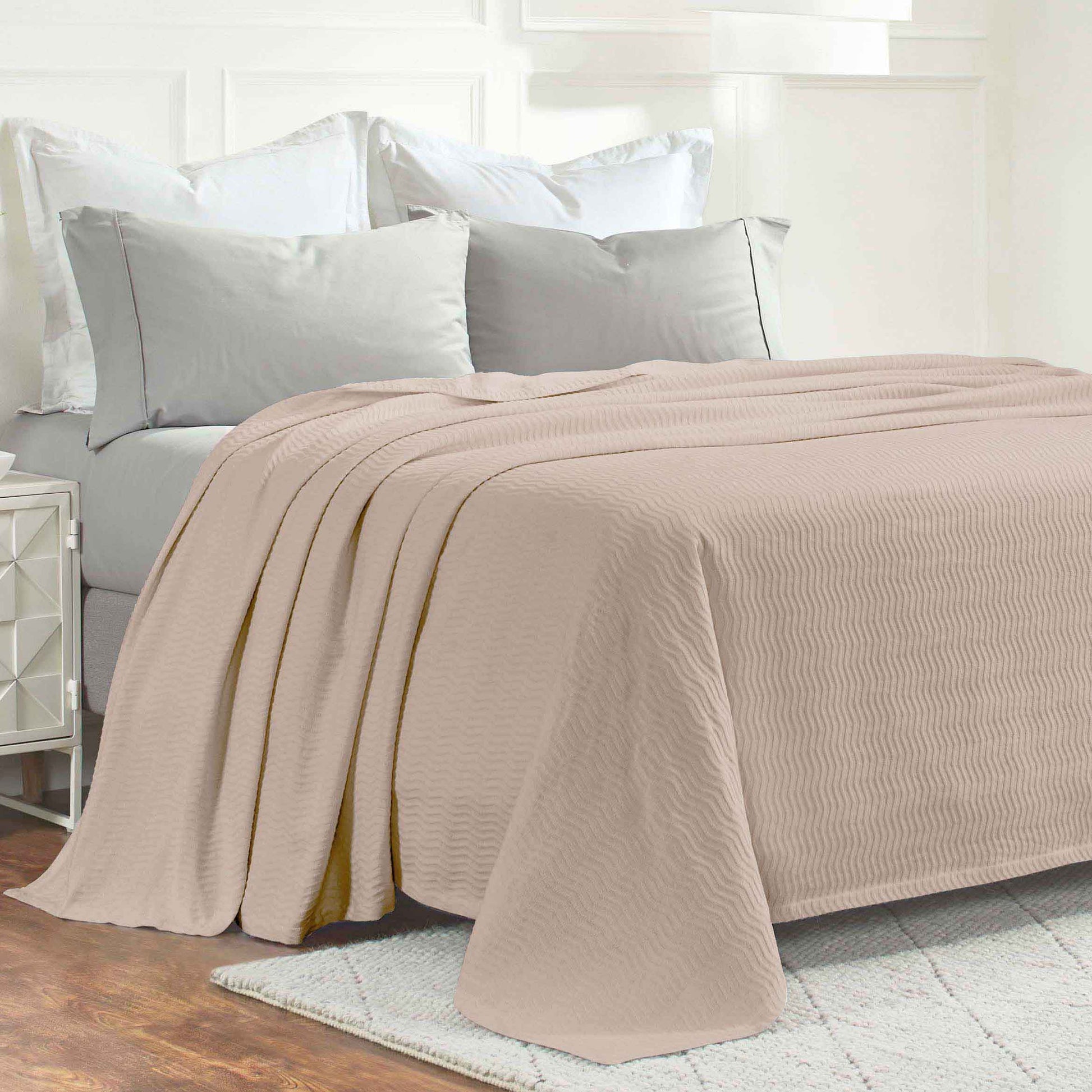 Jena Cotton Textured Chevron Lightweight Woven Blanket - Khaki