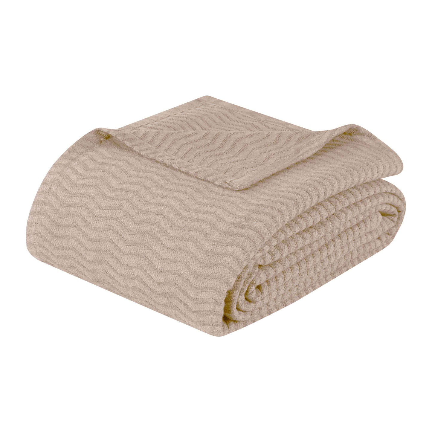 Jena Cotton Textured Chevron Lightweight Woven Blanket - Khaki