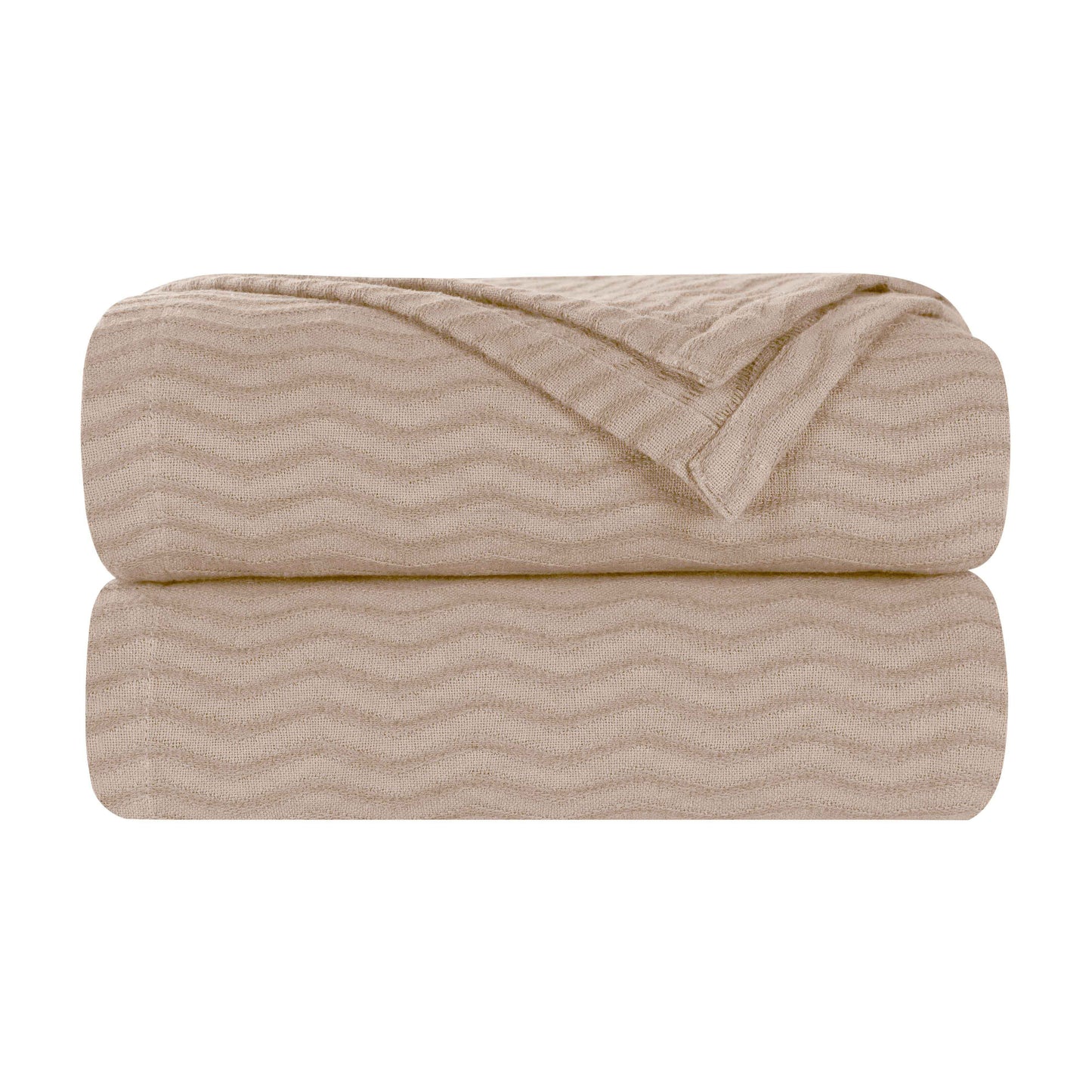 Jena Cotton Textured Chevron Lightweight Woven Blanket - Khaki