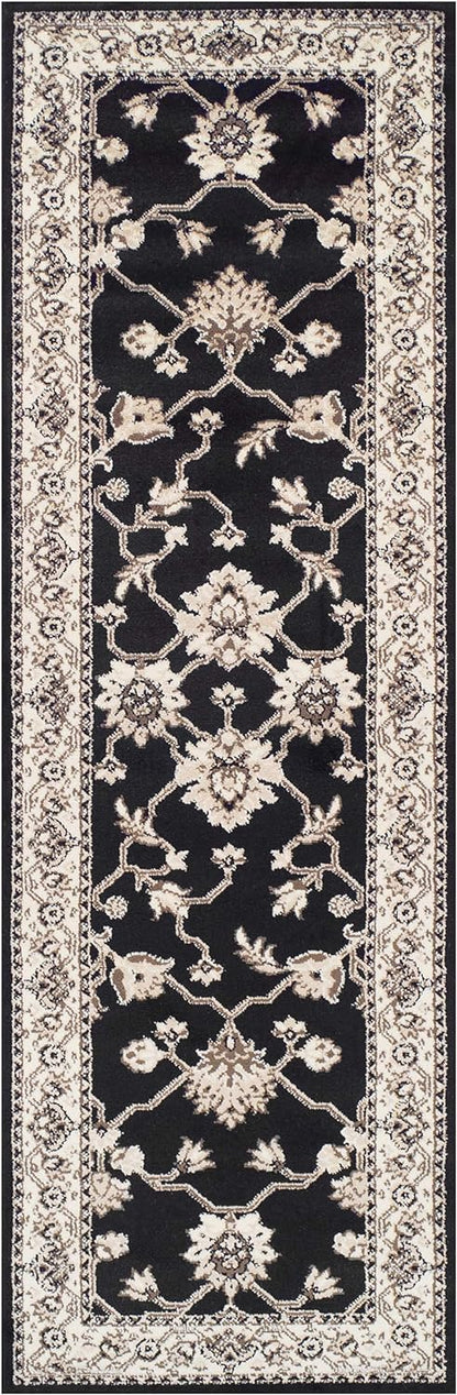 Kingfield Traditional Style Area Rug Or Door Mat or Runner Rug - Black