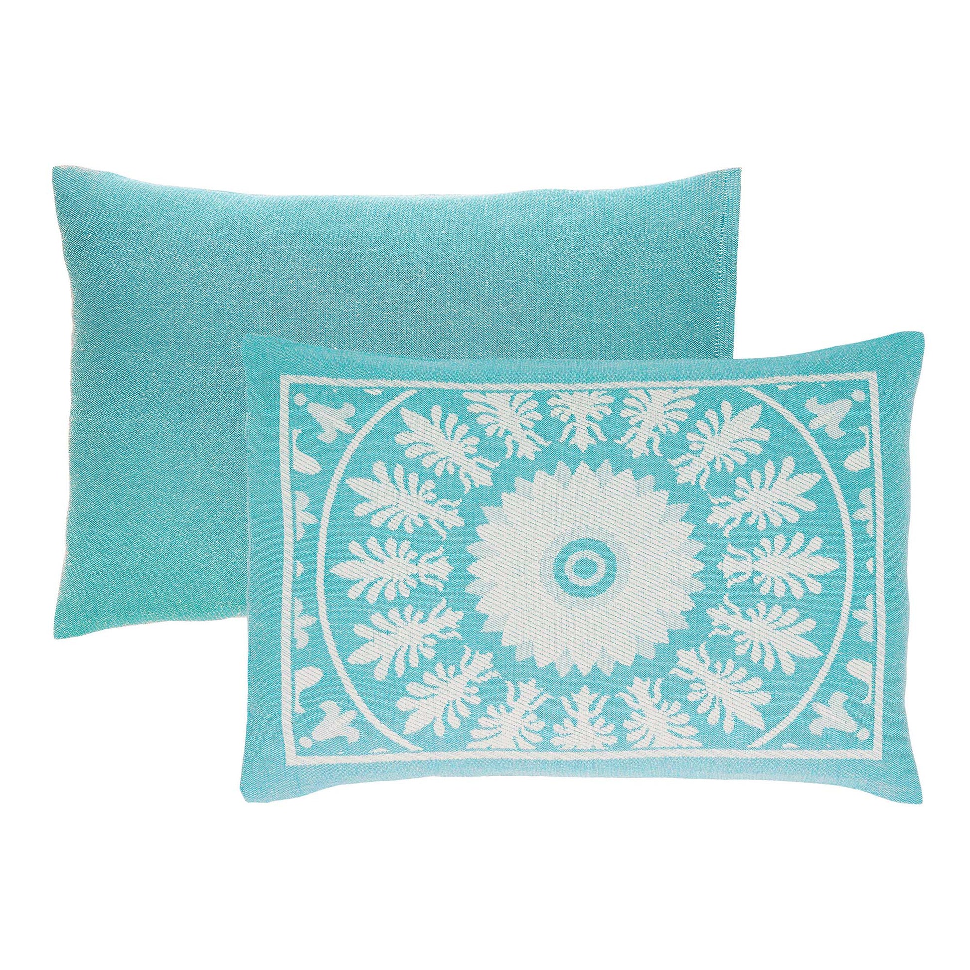 Superior Kymbal Cotton Blend Woven Traditional Medallion Lightweight Jacquard Bedspread and Sham Set - Aqua