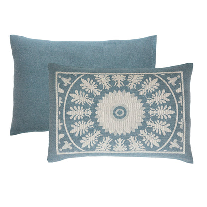 Superior Kymbal Cotton Blend Woven Traditional Medallion Lightweight Jacquard Bedspread and Sham Set - Cerulean Blue