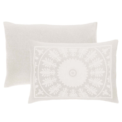 Superior Kymbal Cotton Blend Woven Traditional Medallion Lightweight Jacquard Bedspread and Sham Set - Off White