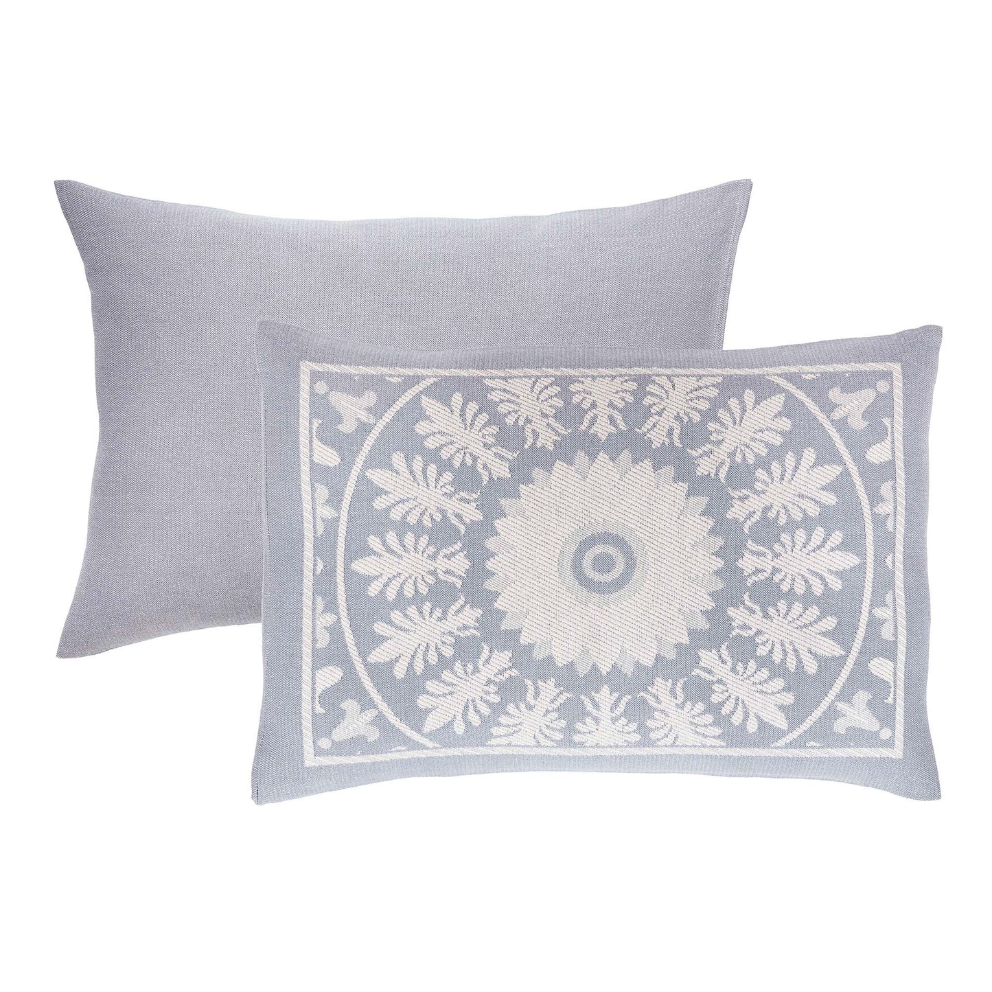 Superior Kymbal Cotton Blend Woven Traditional Medallion Lightweight Jacquard Bedspread and Sham Set -  Slate Blue