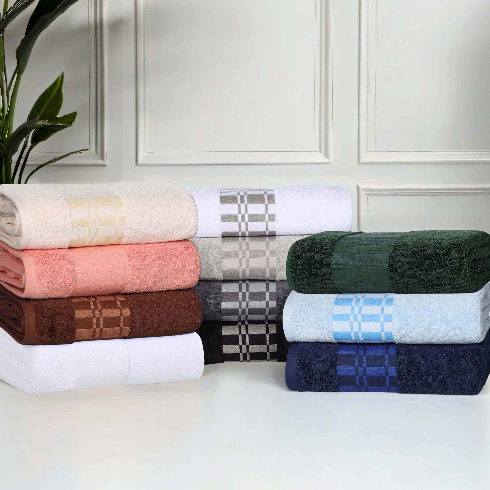Larissa Cotton Geometric Border 6 Piece Assorted Towel Set