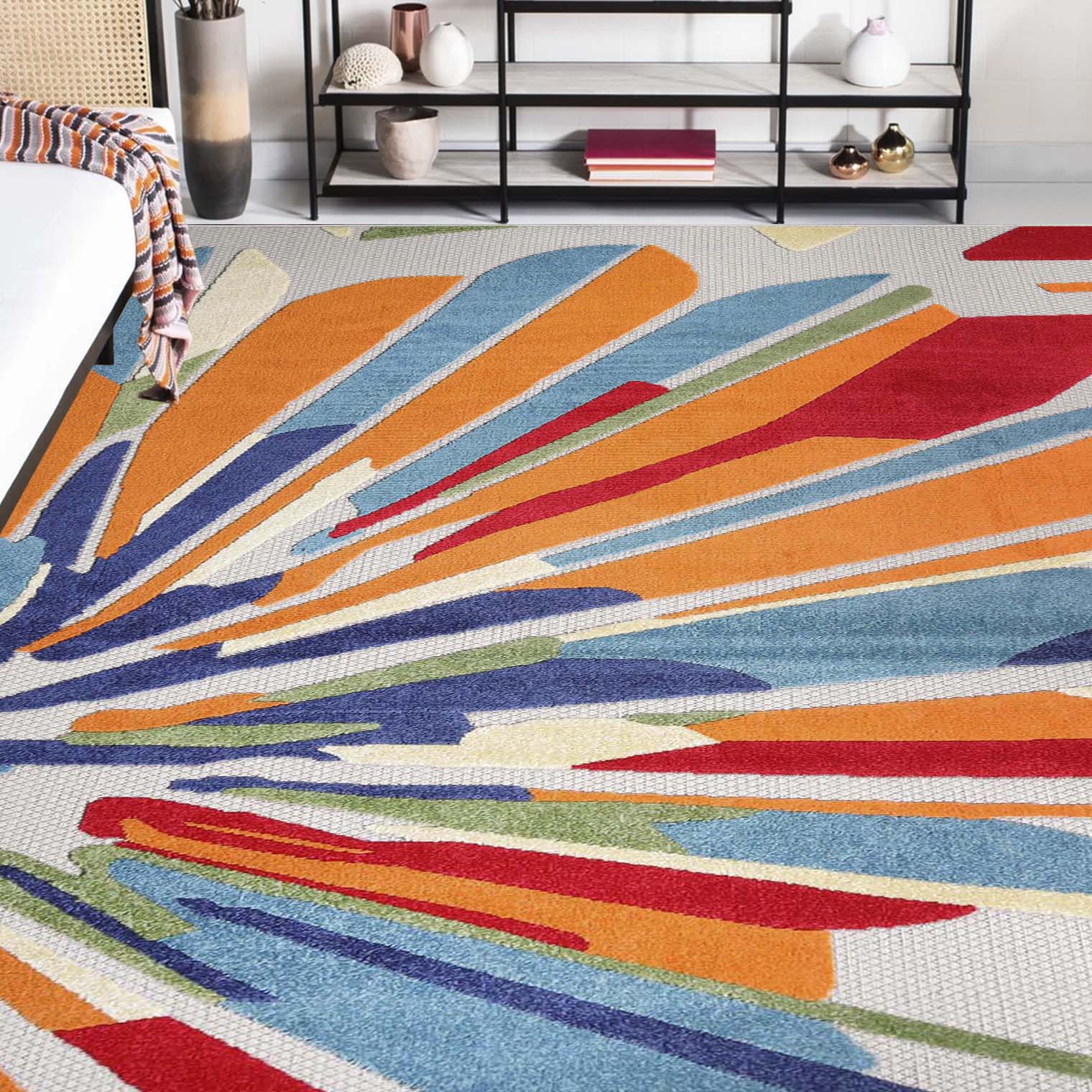 Superior Leander Modern Geometric Abstract Indoor/Outdoor Area Rug or Runner Rug