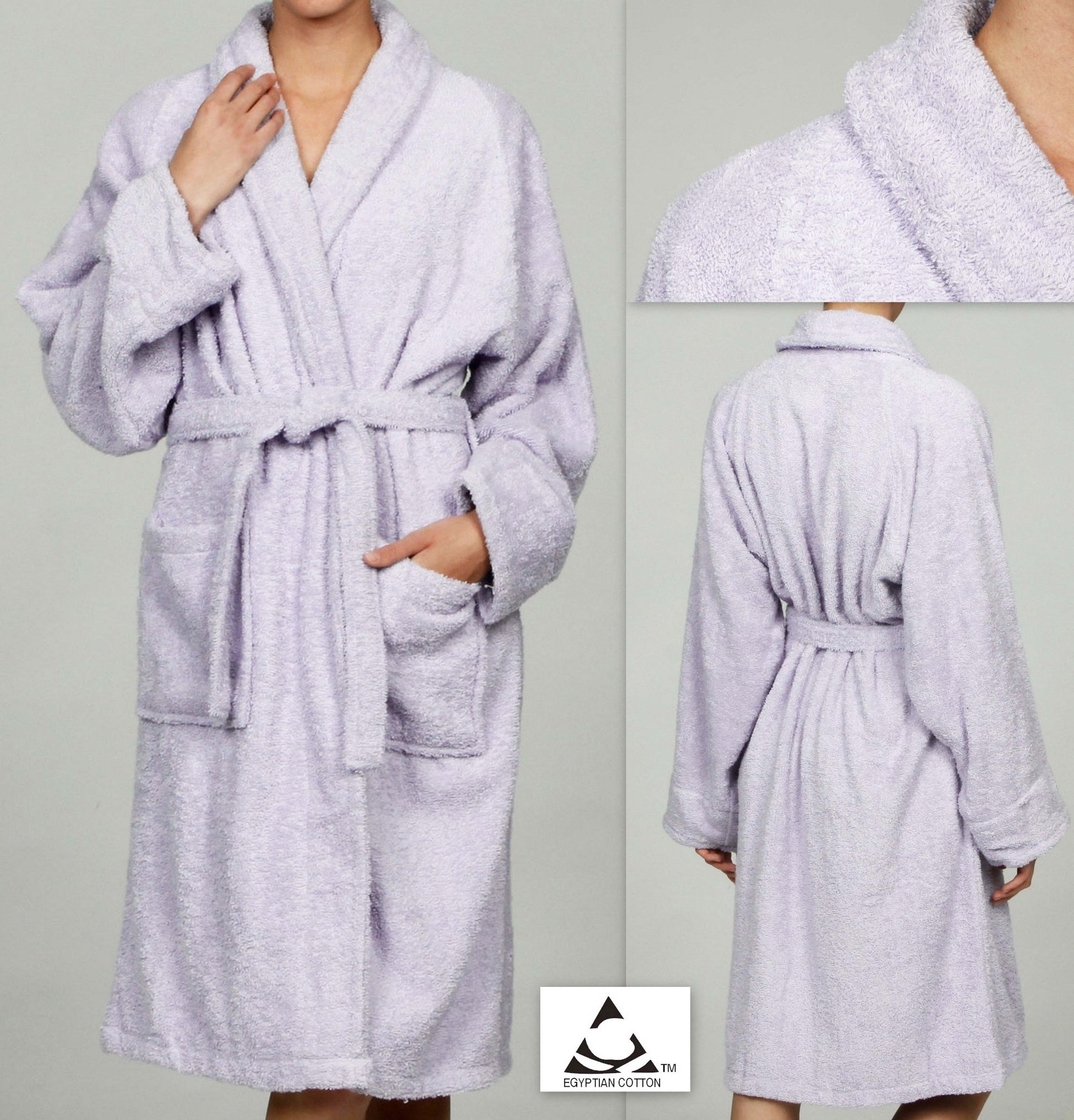 Cotton Ultra-Soft Terry Adult Unisex Lightweight Luxury Bathrobe - Lilac