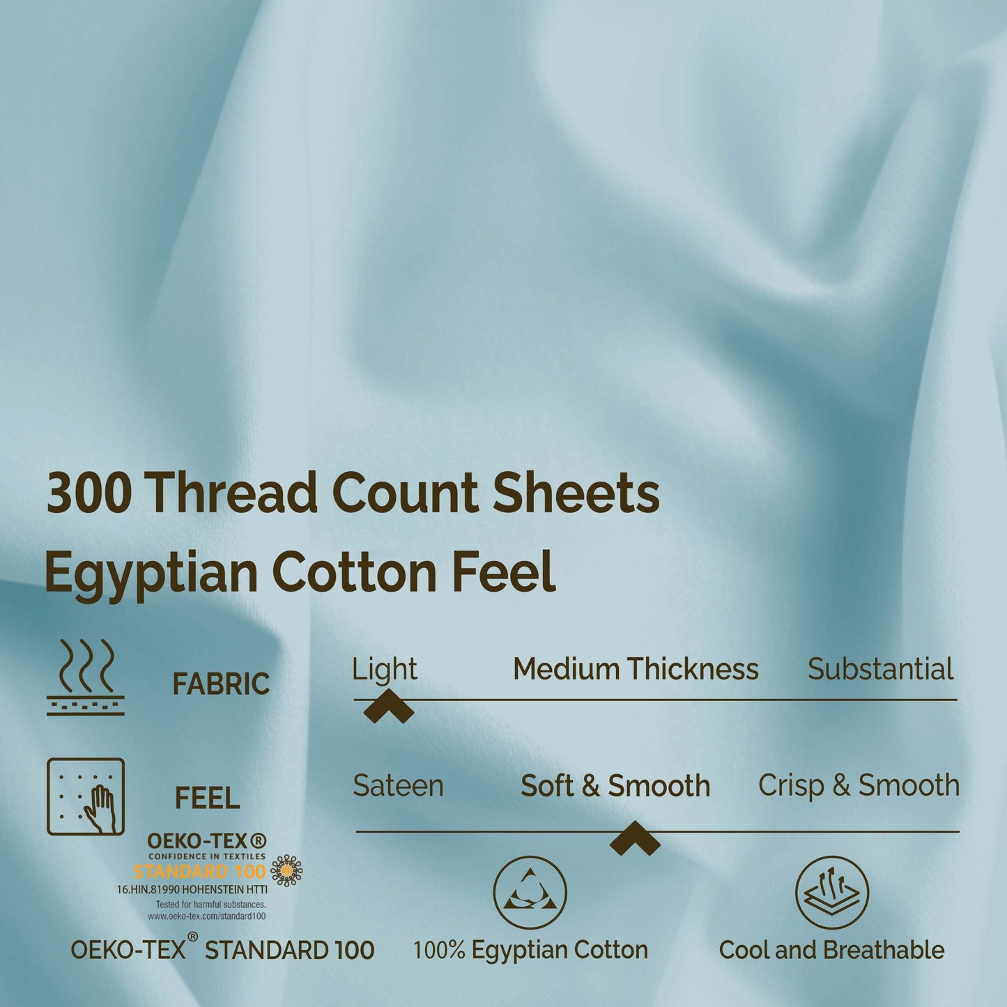Egyptian Cotton 300 Thread Count Solid Deep Pocket Sheet Set - LightBlue