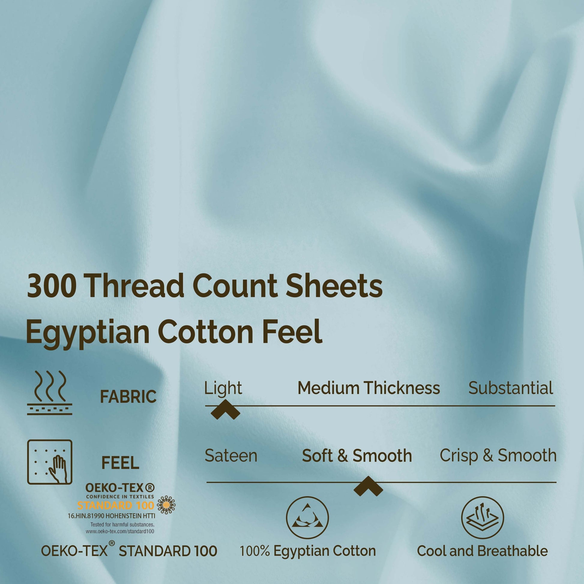 Egyptian Cotton 300 Thread Count Solid Deep Pocket Sheet Set - LightBlue
