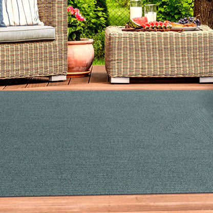 Bohemian Indoor Outdoor Rugs Solid Rectangle Braided Area Rug - LagoonBreeze