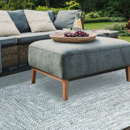 Multi Toned Braided Area Rug Bohemian Indoor Outdoor Rugs - LagoonBreeze-White