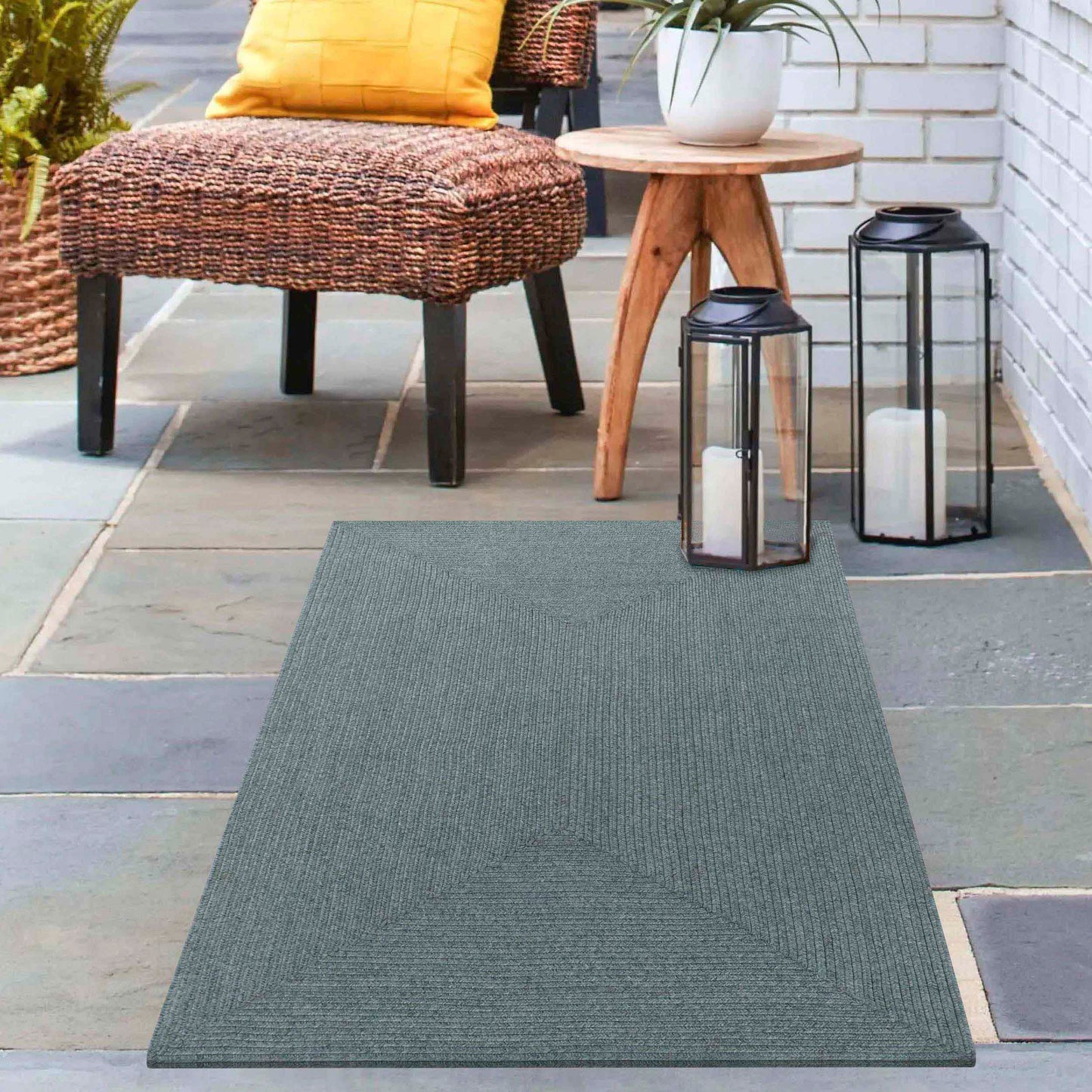 Bohemian Indoor Outdoor Rugs Solid Rectangle Braided Area Rug - LagoonBreeze