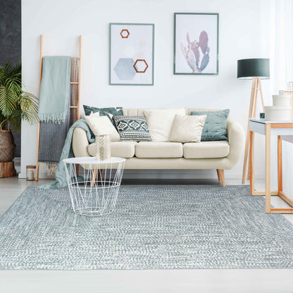 Multi Toned Braided Area Rug Bohemian Indoor Outdoor Rugs - LagoonBreeze-White