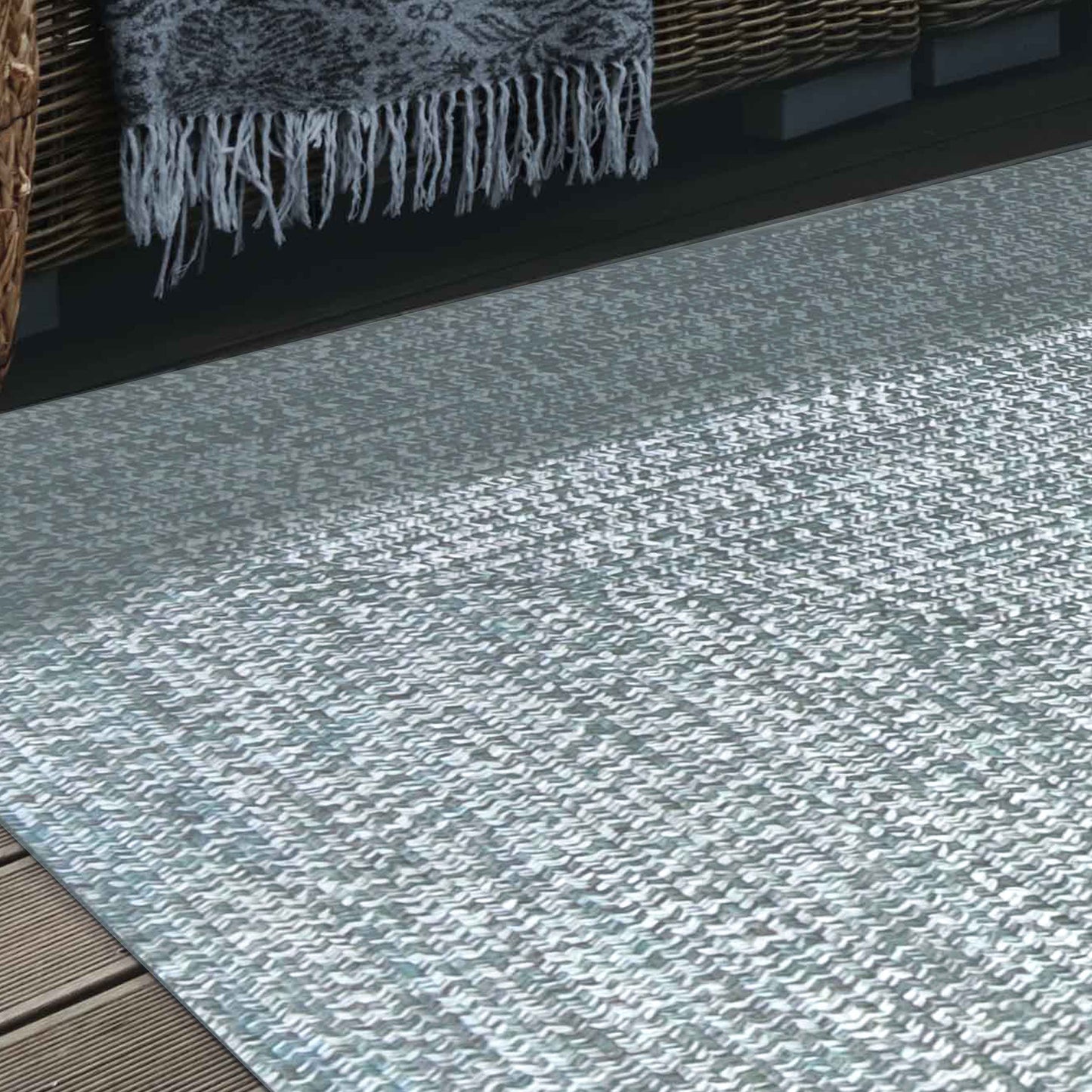 Multi Toned Braided Area Rug Bohemian Indoor Outdoor Rugs - LagoonBreeze-White