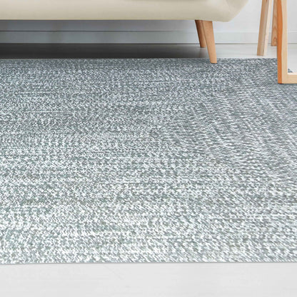 Multi Toned Braided Area Rug Bohemian Indoor Outdoor Rugs - LagoonBreeze-White