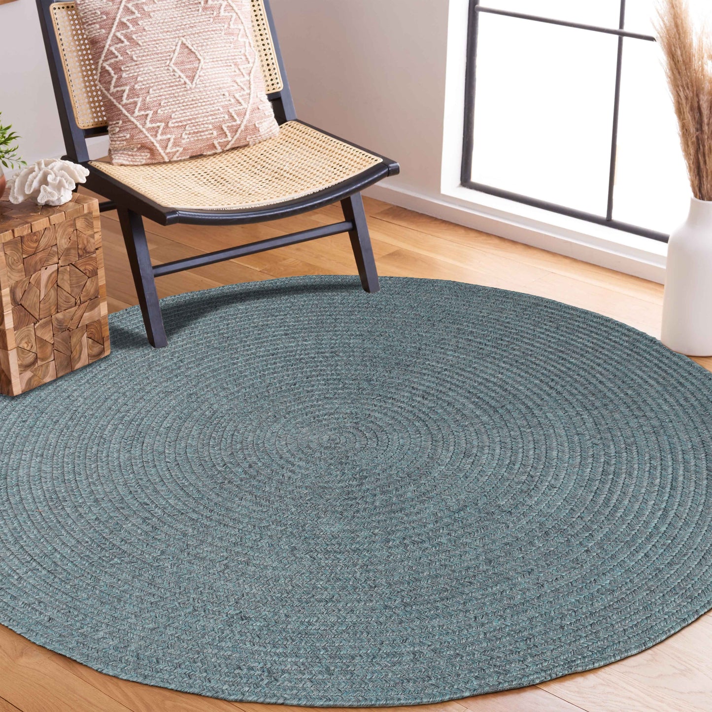 Bohemian Braided Indoor Outdoor Rugs Solid Round Area Rug