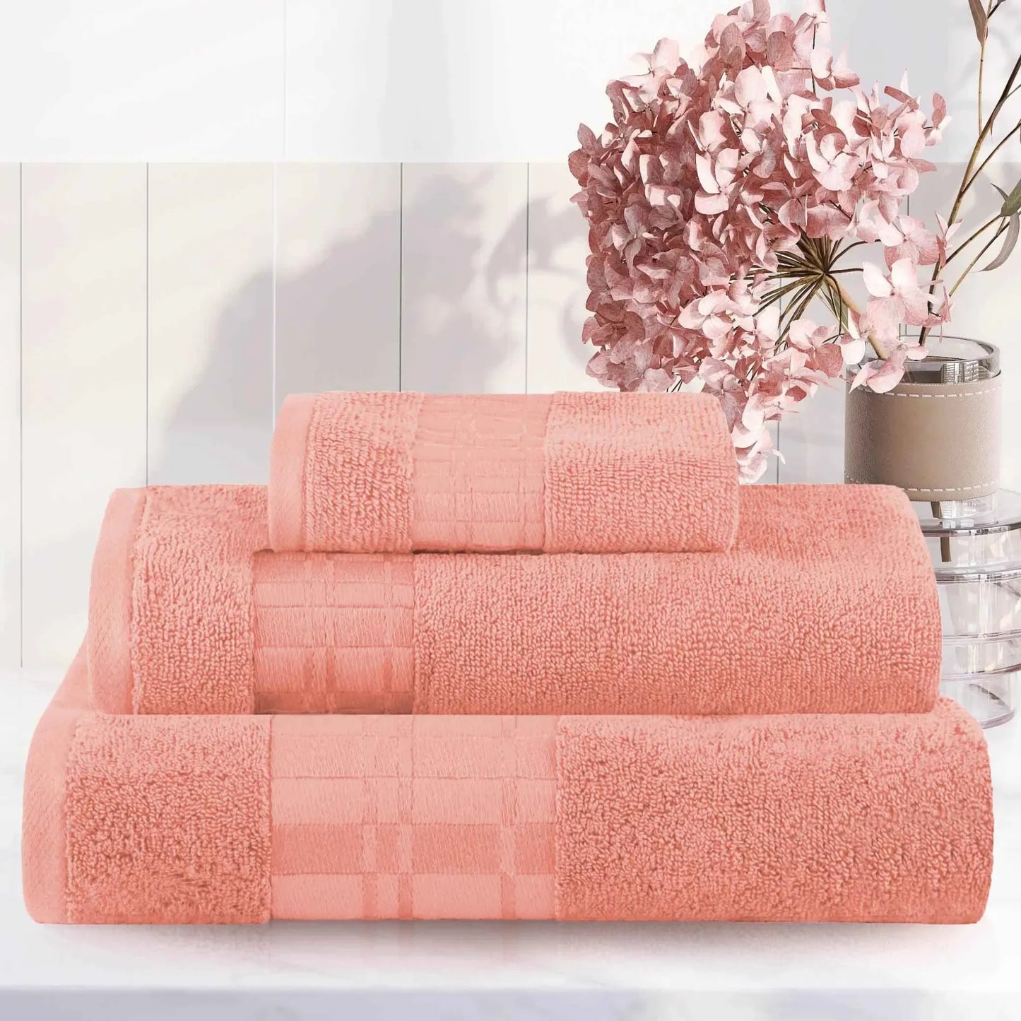 Larissa Cotton Geometric Border 3 Piece Assorted Towel Set