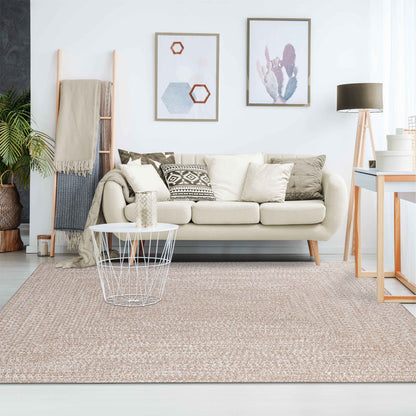 Multi Toned Braided Area Rug Bohemian Indoor Outdoor Rugs - Latte-White