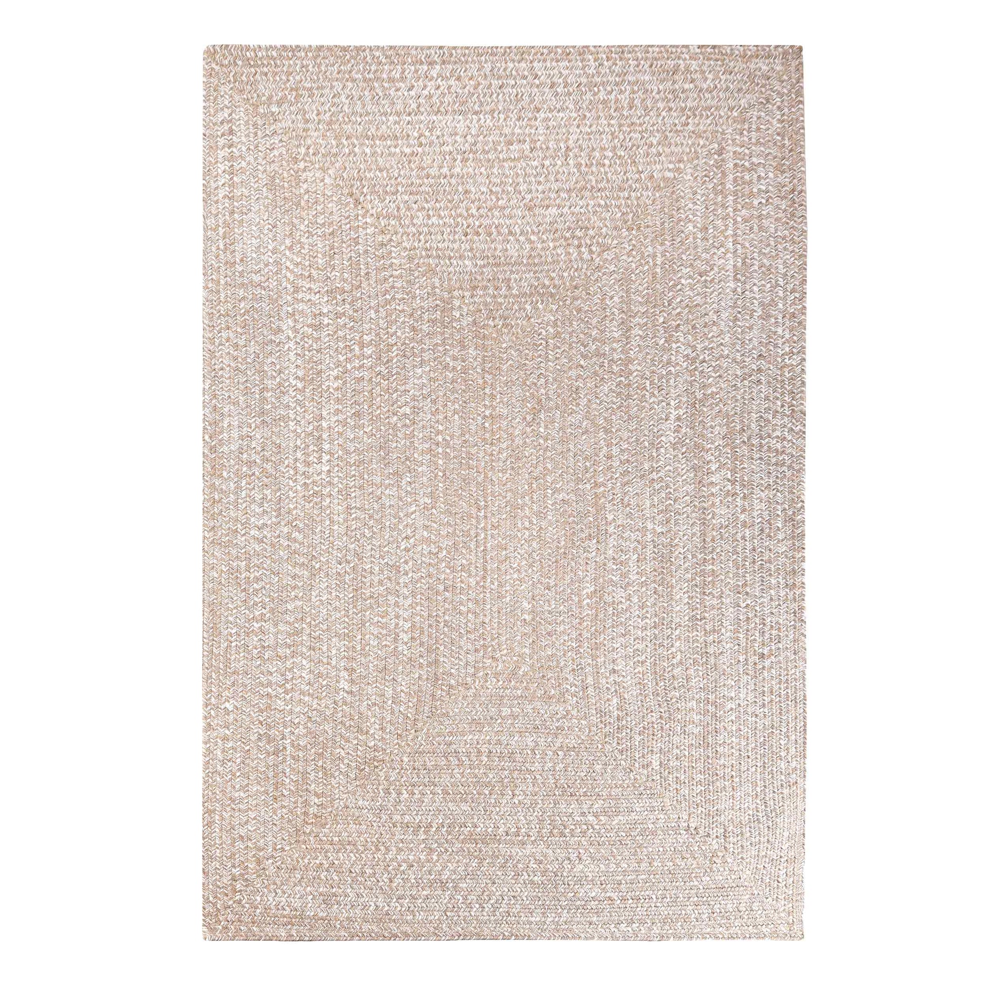 Multi Toned Braided Area Rug Bohemian Indoor Outdoor Rugs - Latte-White
