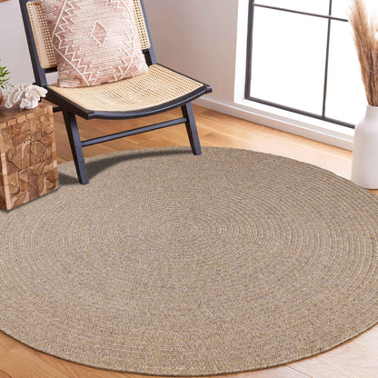 Bohemian Braided Indoor Outdoor Rugs Solid Round Area Rug