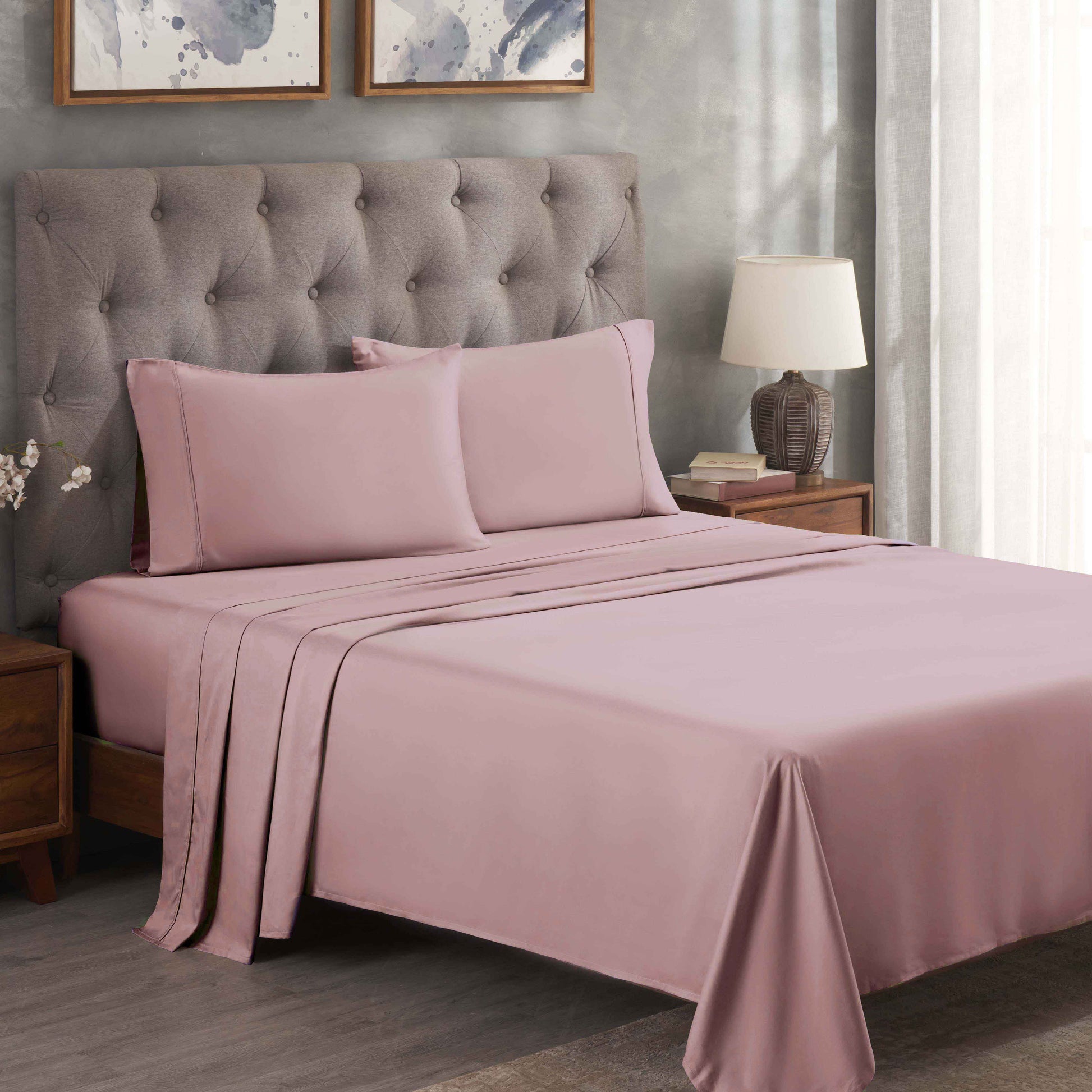 Egyptian Cotton 300 Thread Count Solid Deep Pocket Sheet Set - Lavender