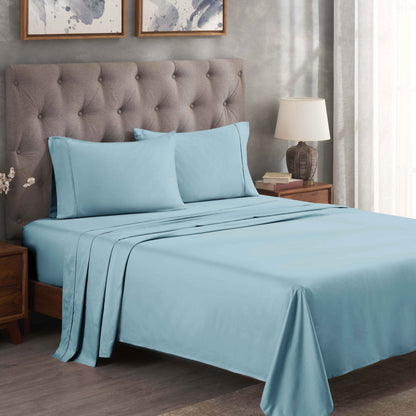 Egyptian Cotton 300 Thread Count Solid Deep Pocket Sheet Set - LightBlue