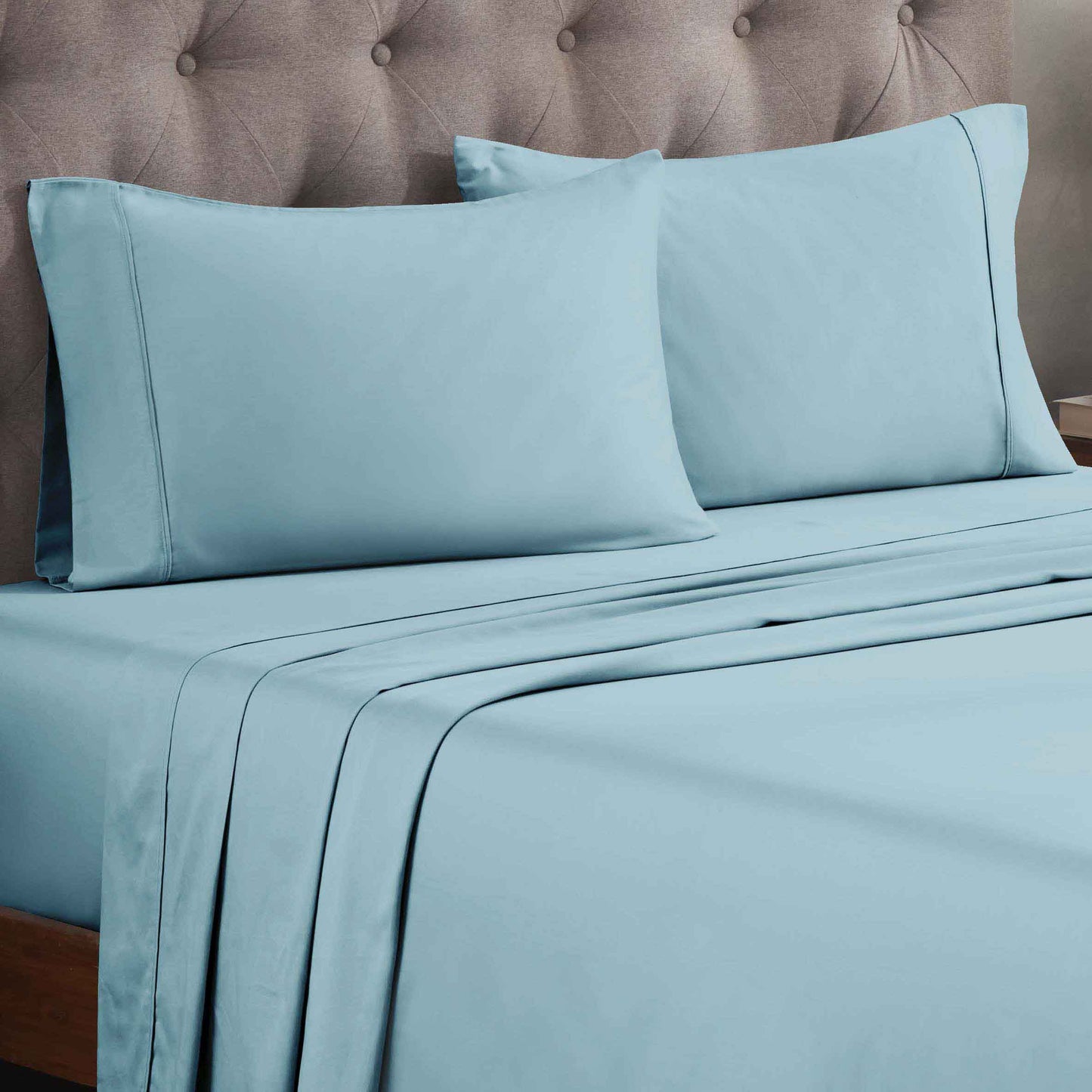 Egyptian Cotton 300 Thread Count Solid Deep Pocket Sheet Set - LightBlue